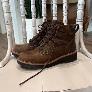 Women’s/Men's Brown Leather Lace-Up Work Boots